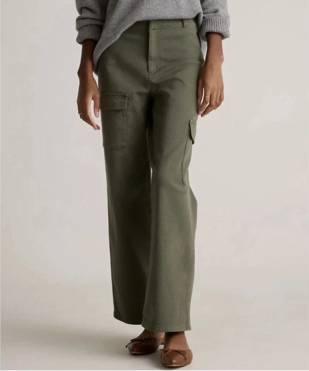 Quince Organic Stretch Cotton Twill Cargo Pants Loden Green 6